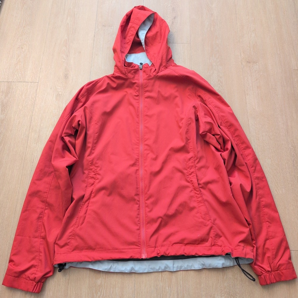 REI Womens Large Red Hooded Full Zip Windbreaker Jacket Lightweight Outdoor Coat